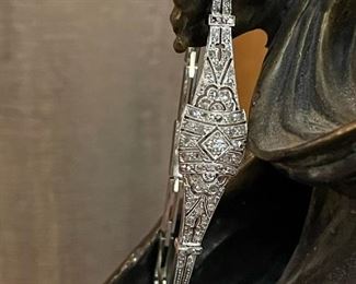 18K White GOLD Hinged Diamond Filigree Bracelet - Comes with Current Appraisal