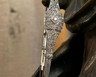 18K White GOLD Hinged Diamond Filigree Bracelet - Comes with Current Appraisal