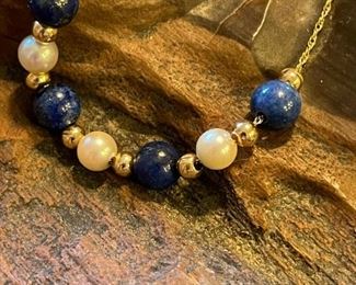 Pearl and Lapis Necklace