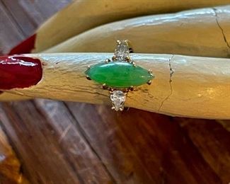 14K GOLD, Nephrite JADE, and DIAMOND Ring - Comes with Current Appraisal