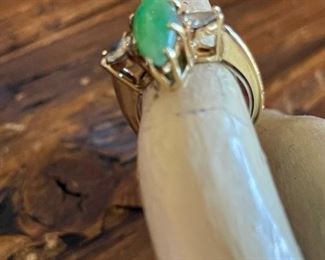 14K GOLD, Nephrite JADE, and DIAMOND Ring - Comes with Current Appraisal