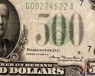 1934 $500 Federal Reserve Note