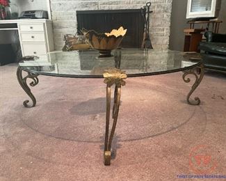 Hollwood Regency Style Glass Coffee Table