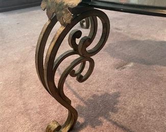 Hollwood Regency Style Glass Coffee Table