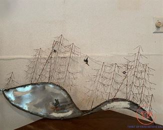 MCM Style Metal Ski Lift Wall Art