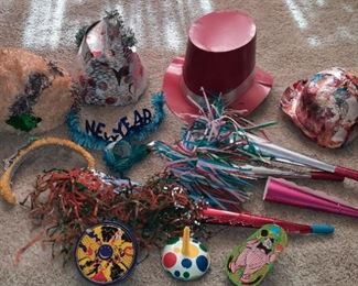Vintage New Years Eve hats and noise makers