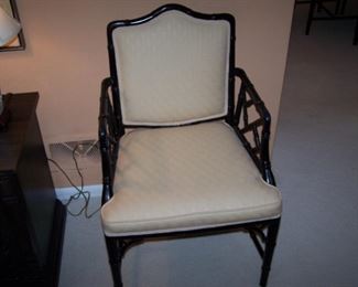 ONE OF A PAIR OF FAUX BAMBOO ARMCHAIRS--PART OF THE DINING SET