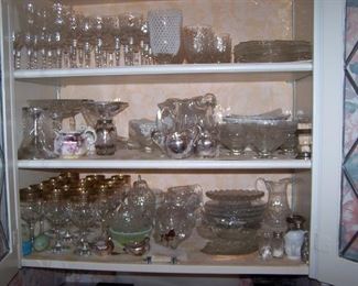 LIBBEY "ROCK CRYSTAL," HEISEY PLATES & CUT GLASS & OTHER GLASSWARE