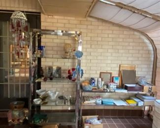 Stained glass wind chimes, glassware, art and craft supplies