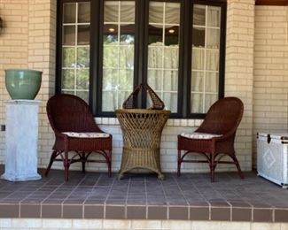 Wicker chairs and table