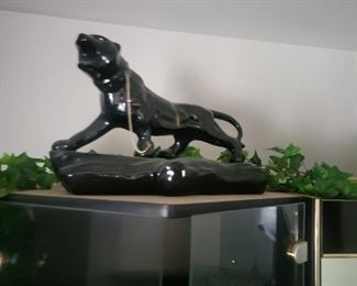 LARGE VINTAGE 50"S CERAMIC BLACK PANTHER