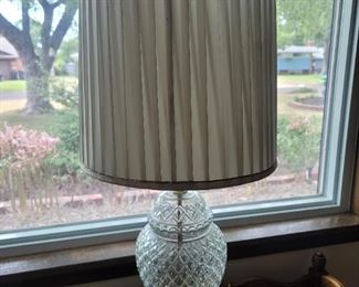 GLASS TABLE LAMP WITH TALL SHADE