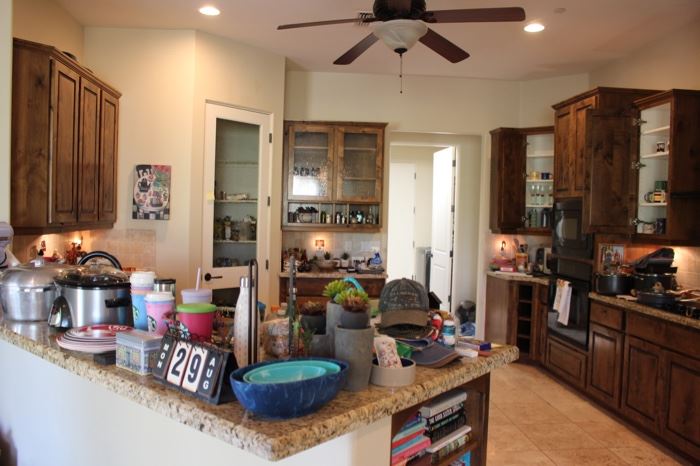 Beautiful kitchen with plenty of retired Sur La Table plates/dishes