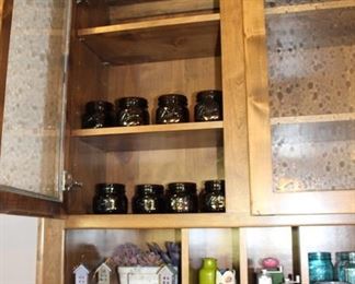 Mason jars in dark amber color