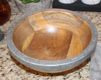 Wooden bowl with metal rim Restoration Hardware