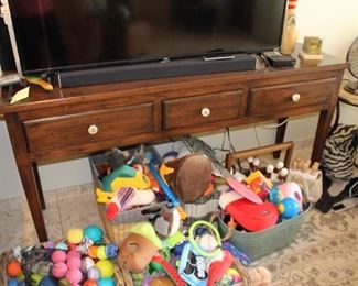 Bose speakers and plenty of dog toys - they will be spread out throughout the house