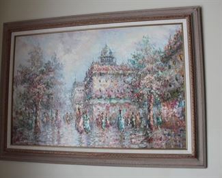 Original French Scene Oil Painting