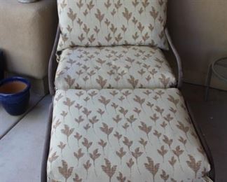 Patio iron chair and ottoman with great cushions