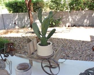 Cart and cactus planter