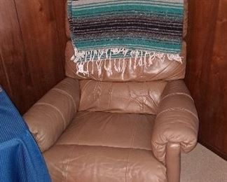 Leather chair and Indian Blanket 
