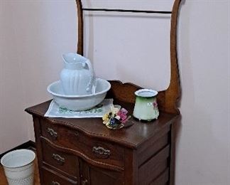 Wash stand commode  and ironstone basin set
