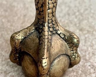 Gorgeous French Empire Style Bronze Swan and Tesselated Mosaic Stone Guerdion Table. Wow! Gorgeous triple swan guerdon accented with talon legs clutching ball feet.  Circa 1970's. Measures about 26" h x 22.5" w. Some light fading on the top surface likely from sun exposure. Comes with a glass protective cover.