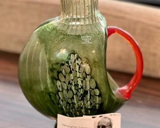 Signed Kjell Engman Kosta Boda Art Glass Pitcher. Stunning work of art! Measures 11" h
