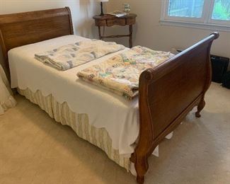 #120 French sleigh bed, solid wood  $295 