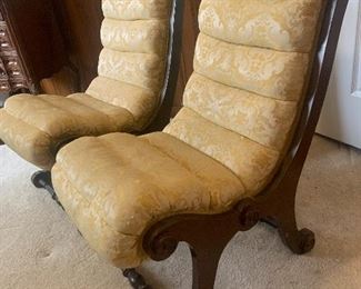 #125 Antique English mahogany half size children’s/nursing chairs $380 pair