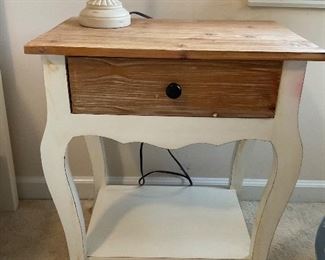 #109 Occasional table, white with wood trim, 20.5”w x 14”d x 23.5h  $95