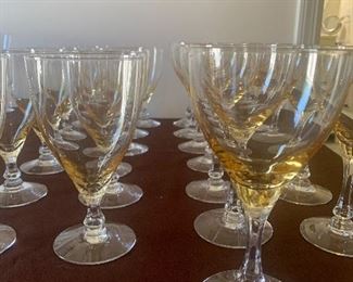 #150 Fostoria  Vouge amber 
stemmed wine glasses (14) $168
water goblets  (12)  $144
All (26) for $275
