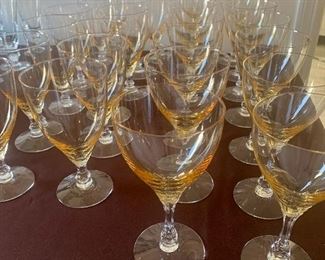 #150 Fostoria  Vouge amber 
stemmed wine glasses (14) $168
water goblets  (12)  $144
All (26) for $275