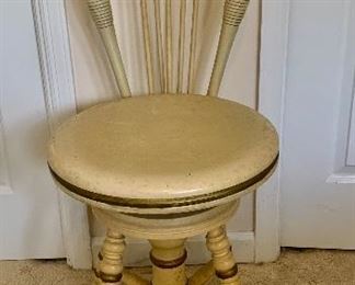 #183 Vintage Victorian Piano Chair; adjustable height with glass ball and claw feet. $125