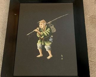 #197 Exquisite Antique Japanese Silk Embroidery Art; 16” x 19.5”  $50 each or $90 pair