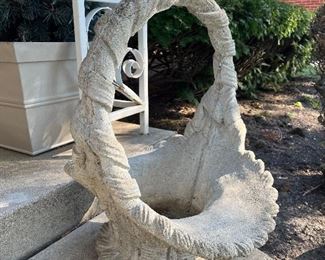 Cement flower basket