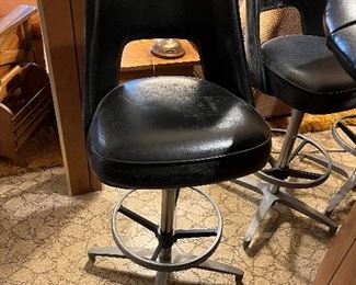 6 black vinyl vintage barstools