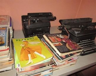 Playboy collection and vintage typewriters