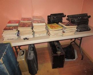 Vintage playboy collection, typewriters, vintage luggage, trunks