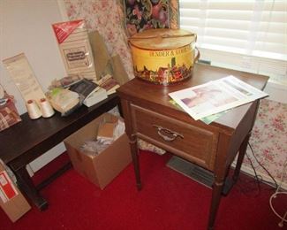 Sears vintage sewing machine and hat box