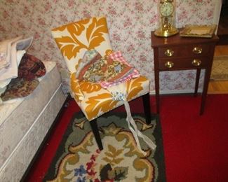 Modern chair and antique Biggs side table