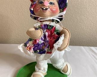 One 11" Annalee Easter Parade girl bunny in colorful dress with matching hat, looks like new, matches #5 and #55.