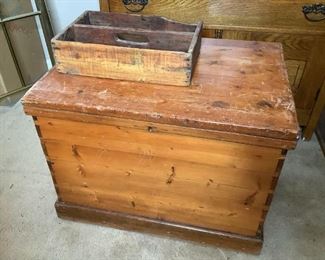 Wood Hope Chest & Wooden Caddy