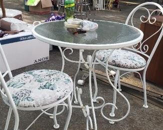 White bistro table and chairs 