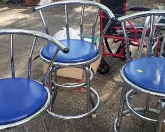 Blue metal barstools 