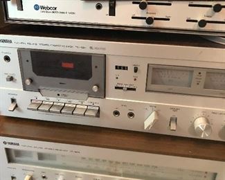 (Top) Webcor (Middle) Yamaha TC 520 cassette deck  (Bottom)Vintage Yamaha CR 600 natural sound AM/FM stereo receiver