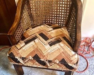 Set of 4 cane back MCM game chairs