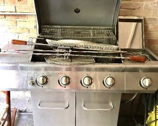 2 stainless steel propane gas grills with side burners 
