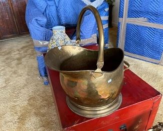 Hammered Brass Coal Bucket