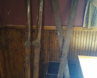 Antique wooden skis