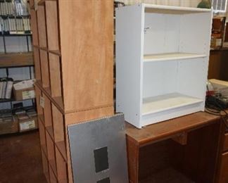 book shelf, desk